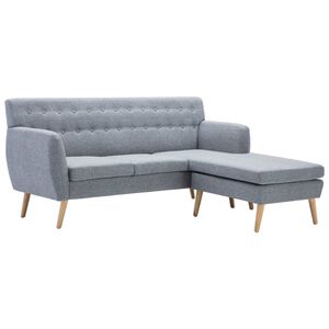 vidaXL Sof&aacute; em tecido c/ forma de L 171,5x138x81,5 cm cinzento claro