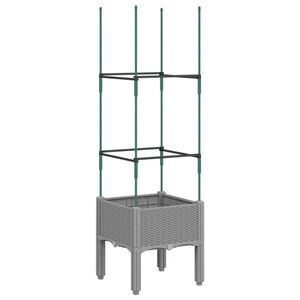 vidaXL Vaso/floreira jardim c/ treli&ccedil;a 40x40x142,5cm PP cinzento-claro