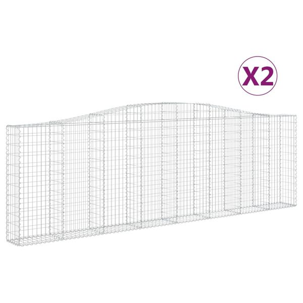 vidaXL Cestos gabi&atilde;o arqueados 2pcs 400x30x120/140cm ferro galvanizado