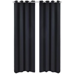 2 pcs Cortinas Blecaute com Argolas de Metal Preta 135 x 245 cm