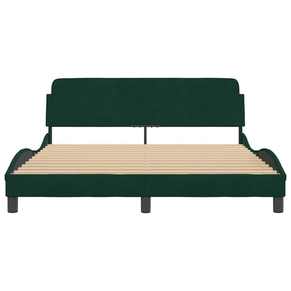 vidaXL Estrutura de cama Dover 160x200 cm veludo verde-escuro