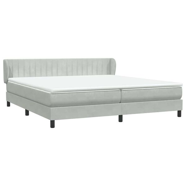vidaXL Cama com molas/colch&otilde;es 180x210 cm veludo cinzento-claro