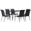 vidaXL 7 pcs conjunto de jantar para jardim a&ccedil;o e textilene preto