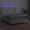 vidaXL Cama box spring c/ colch&atilde;o/LED 140x190cm couro artificial creme