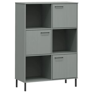 vidaXL Estante c/ pernas metal 95x35x128,5cm madeira maci&ccedil;a OSLO cinza