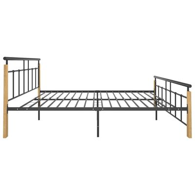 vidaXL Estrutura de cama 180x200 cm metal e madeira de carvalho maciça