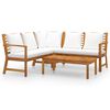 vidaXL 4 pcs conj. lounge jardim c/ almofad&otilde;es ac&aacute;cia maci&ccedil;a cor creme