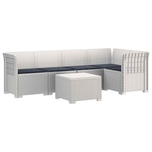 vidaXL Sof&aacute; de Jardim de 5 Pessoas com Almofadas Visual de Rattan PP