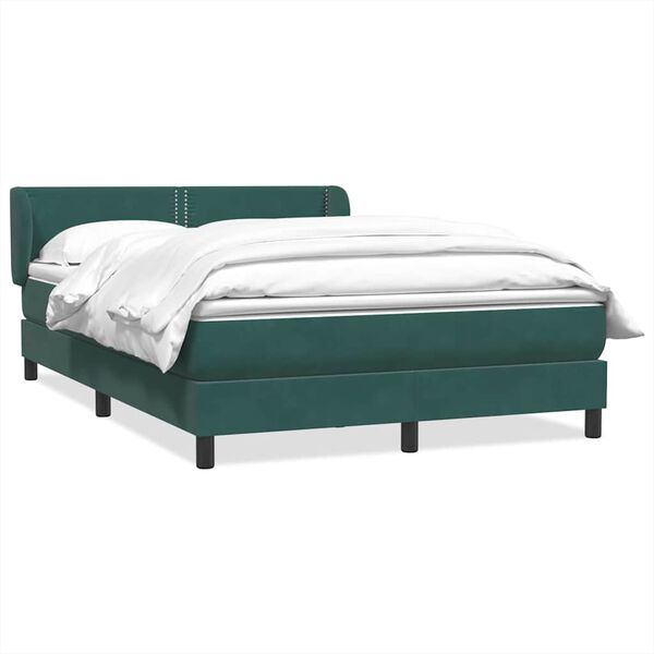 vidaXL Cama com molas/colch&atilde;o 140x220 cm veludo verde-escuro