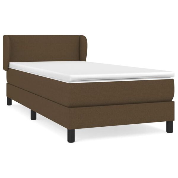 vidaXL Cama com molas/colch&atilde;o 90x190 cm tecido castanho-escuro