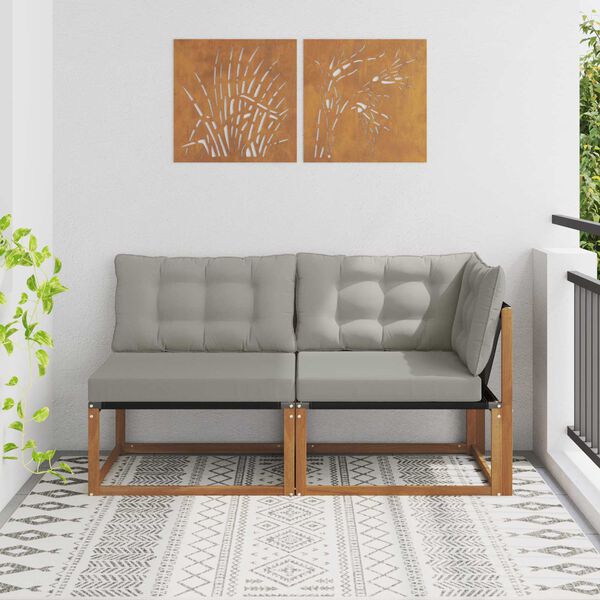 vidaXL Sof&aacute; M&eacute;dio e de Canto para Exterior com almofada 2 Pe&ccedil;a Natural