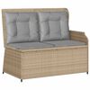 vidaXL 3 pcs conjunto lounge de jardim com almofad&otilde;es vime PE bege