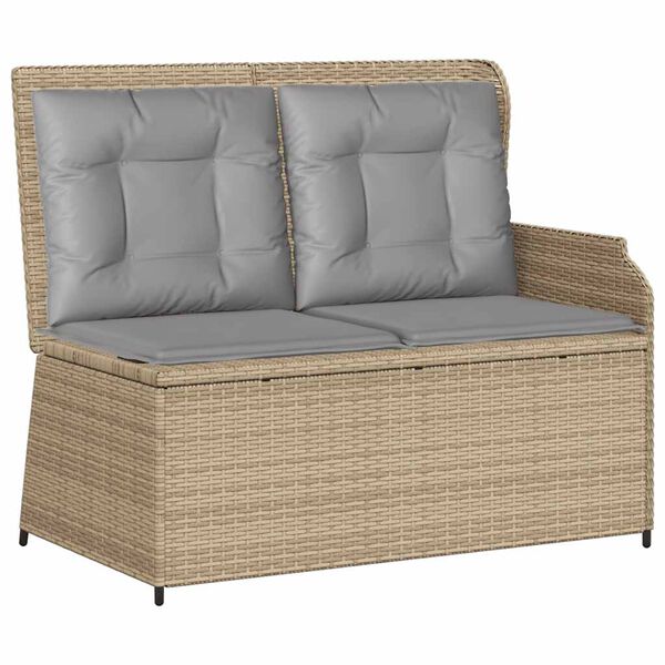 vidaXL 3 pcs conjunto lounge de jardim com almofad&otilde;es vime PE bege