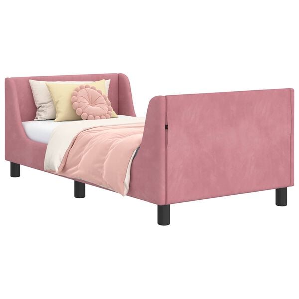 vidaXL Estrutura de Cama Infantil com Cabeceira Rosa 80 x 160 cm