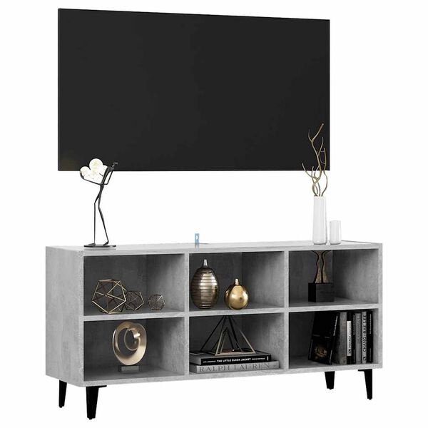 vidaXL M&oacute;vel de TV com pernas em metal 103,5x30x50 cm cinzento cimento