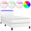 vidaXL Cama box spring c/ colch&atilde;o/LED 90x190cm couro artificial branco