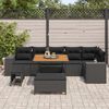vidaXL Conjunto de Sof&aacute; de Jardim com almofada 9 pcs Preto vime PE