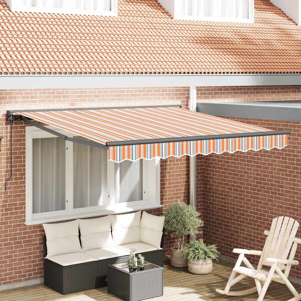 vidaXL Toldo Retr&aacute;til Azul e Laranja 300 x 250 cm Alum&iacute;nio e Tecido