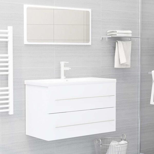 vidaXL 2 pcs conjunto de m&oacute;veis de casa de banho contraplacado branco