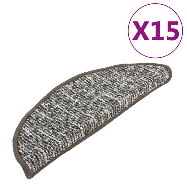 vidaXL Tapete/carpete para degraus 15 pcs 65x21x4 cm antracite