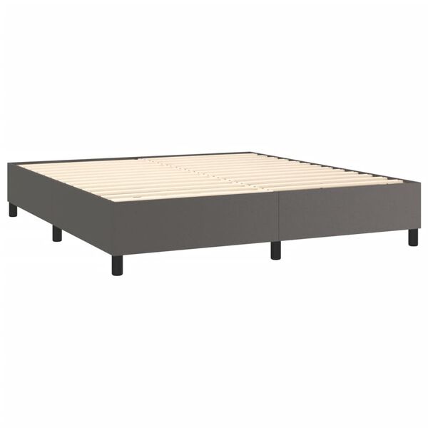 vidaXL Cama com molas/colch&atilde;o 180x200 cm couro artificial cinza