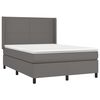 vidaXL Cama box spring c/ colch&atilde;o/LED 140x190cm couro artificial cinza