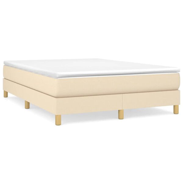 vidaXL Estrutura de cama com molas 140x190 cm tecido cor creme