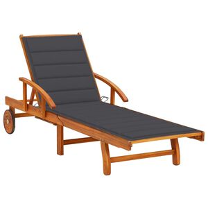 vidaXL Espregui&ccedil;adeira de jardim com almofad&atilde;o madeira ac&aacute;cia maci&ccedil;a