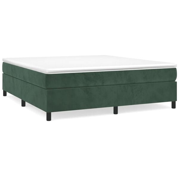 vidaXL Estrutura de cama com molas 200x200 cm veludo verde-escuro