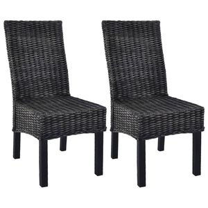vidaXL Cadeiras de jantar 2 pcs vime Kubu preto + madeira mogno