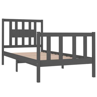 vidaXL Estrutura cama pequena solteiro 75x190 cm madeira maciça cinza