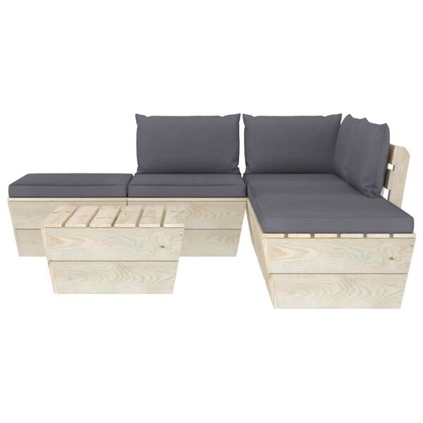 vidaXL 6 pcs conjunto lounge de paletes + almofad&otilde;es madeira de abeto