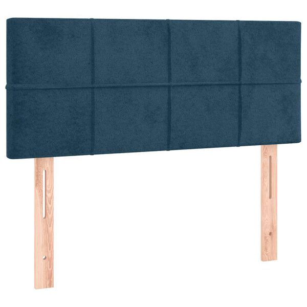 vidaXL Cabeceira de cama c/ luzes LED veludo 100x5x78/88cm azul-escuro