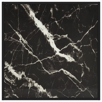 vidaXL Mesa de centro 80x80x35 cm vidro mármore preto