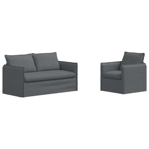 vidaXL Conjunto de Sof&aacute;s 2 unid. Cinzento-Escuro Tecido