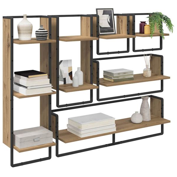 vidaXL Conjunto de prateleiras de parede 6 pcs Carvalho Artesanal