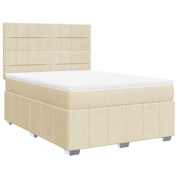 vidaXL Cama com molas/colch&atilde;o 140x190 cm tecido cor creme