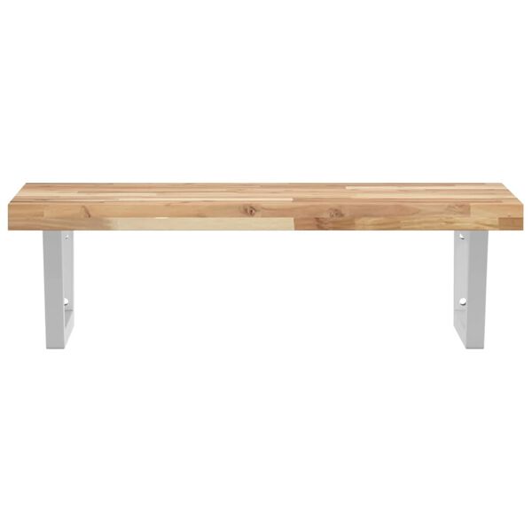 vidaXL Prateleira de parede p/ lavat&oacute;rio a&ccedil;o/madeira de ac&aacute;cia maci&ccedil;a