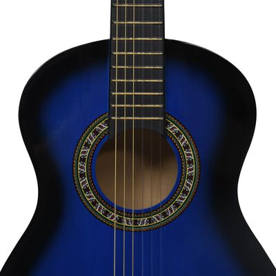 vidaXL 8 pcs conjunto guitarra clássica iniciantes 1/2 34" azul