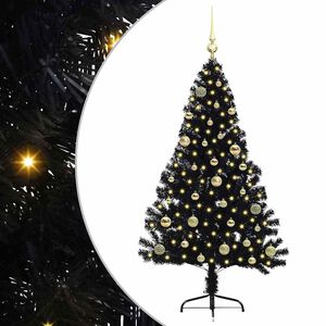 vidaXL &Aacute;rvore de Natal Artificial Pr&eacute;-iluminada Preto 150 cm PVC