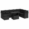 vidaXL 9 pcs conjunto de sof&aacute;s p/ jardim c/ almofad&otilde;es vime PE preto