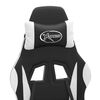 vidaXL Cadeira gaming girat&oacute;ria couro artificial preto e branco