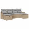 vidaXL Conjunto de Sof&aacute; de Jardim com almofada 6 pcs Bege vime PE