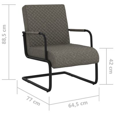 vidaXL Cadeira cantilever em couro artificial cinzento-escuro