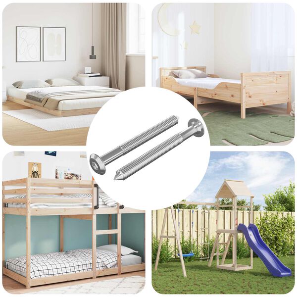 vidaXL Parafusos para M&oacute;veis 2 pcs Prateado M6 x 60 mm A&ccedil;o