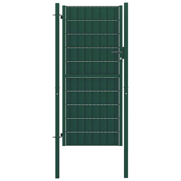 vidaXL Port&atilde;o de cerca em PVC e a&ccedil;o 100x124 cm verde