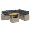 vidaXL 7 pcs conjunto sof&aacute;s p/ jardim c/ almofad&otilde;es vime PE cinzento