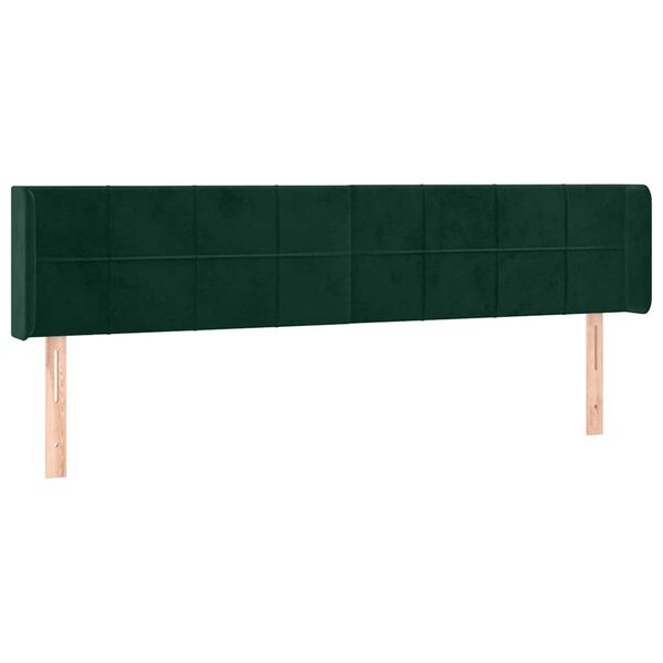 vidaXL Cabeceira de cama c/ abas veludo 163x16x78/88cm verde-escuro