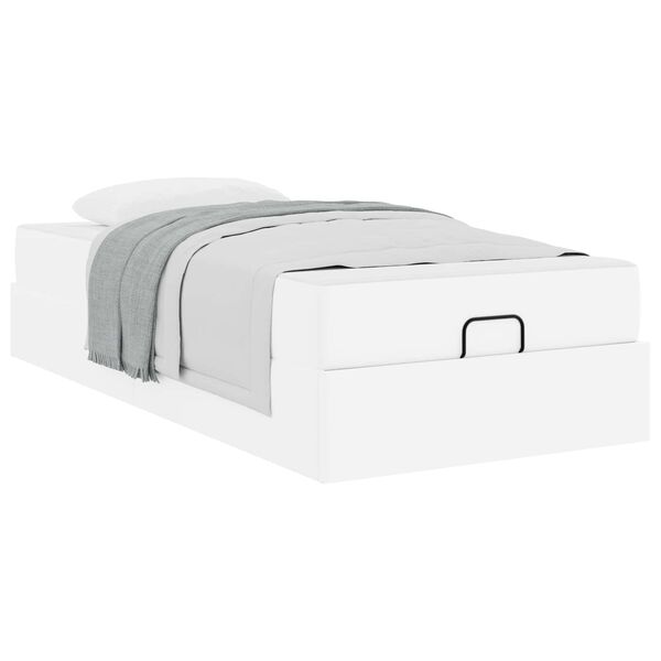 vidaXL Estrutura da Cama Branco Puro 90 x 190 cm Couro sintético