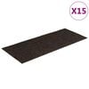 vidaXL Tapetes de escada autoadesivos 15 pe&ccedil;as 60x25 cm marrom escuro retangulares